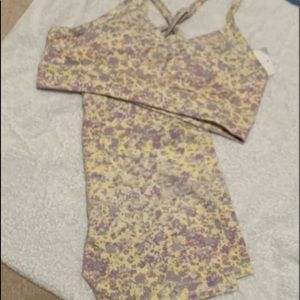 Biker shorts and sports bra